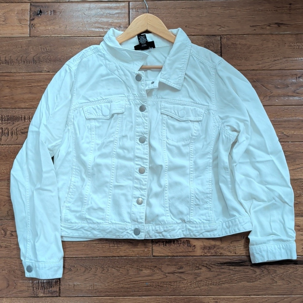 Lane Bryant Women's White Soft Denim Jacket